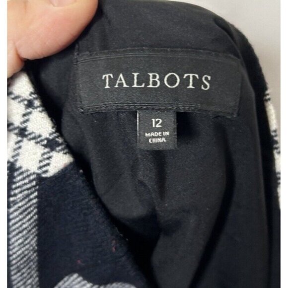 Talbots Women Black Buffalo Plaid Checkered Pencil Skirt Wool Blend Size 12 - Picture 9 of 10